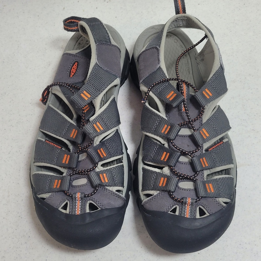 Keen Newport H2 Mens Sandals Grey Orange Waterproof Hiking Shoes 1016287 Size 10